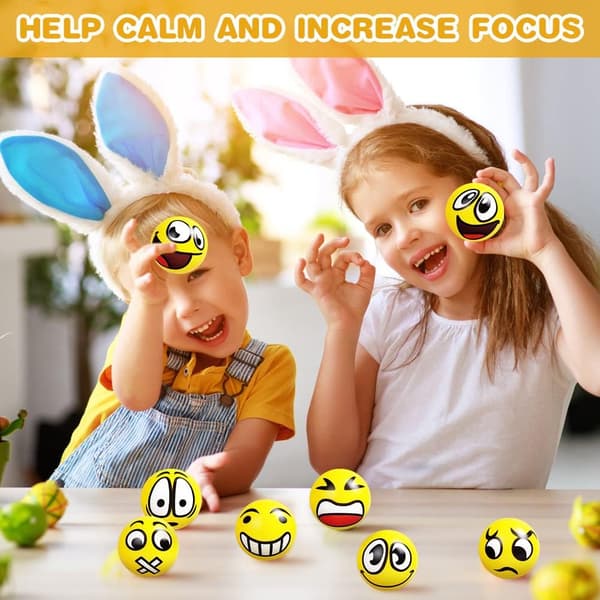 Morsomme Ansiktsklem Stressleker, 5 stk Stressballer, Sensorisk Stressball for Barn og Voksne
