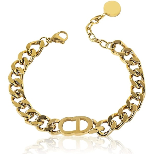 18k Guldbelagt Mode Rustfrit Stål Armbånd - Brev Cd Armbånd - Punk Style Hip