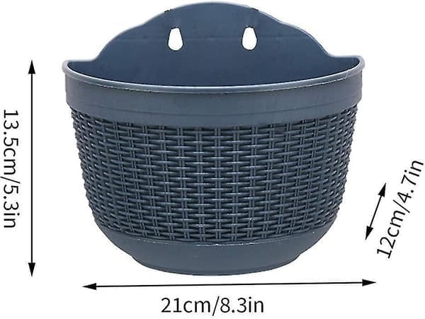 Set of 2 Plastic Hanging Flower Pots - Removable Hooks
