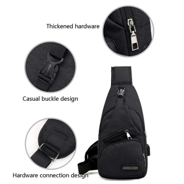 Rem taske crossbody rygsæk med USB-hul med hovedtelefonhul rem rygsæk vandreture rygsæk multifunktionel crossbody brysttaske