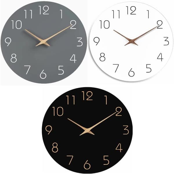 25 cm Träväggklocka Tyst Icke-tickande - Högkvalitativ Quartz Batteridriven - Modern Enkelhet Grå grey