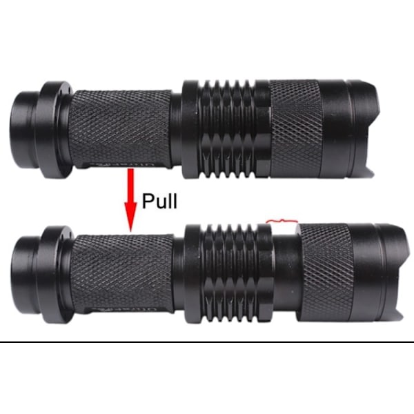 MINI CREE Q5 lommelygte 2000 Lumen VANDTÆT Sort