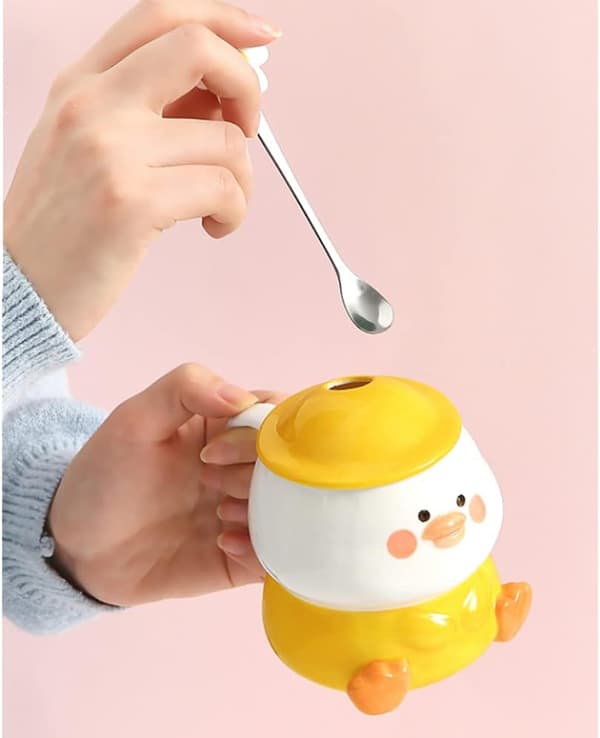 Söt gul ankmugg, 3D söt mugg, kaffemugg i keramik med