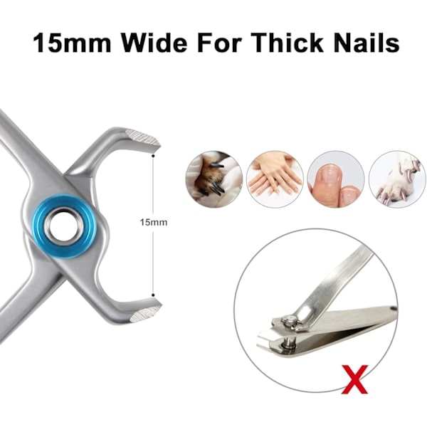 Stor nagelklippare för tjocka naglar, stark tånagelklippare med nagelfilsset, kraftig nagelklippare i rostfritt stål med metallfodral för män och