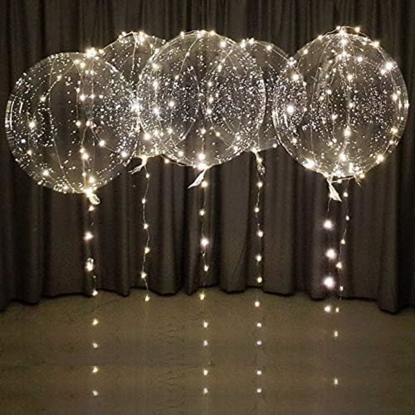 Vita LED-ilmapallot paristoilla, juhlapallot 20 tuumaa, kirkkaat ilmapallot, läpinäkyvät ilmapallot heliumille tai ilmalle, hääilmapallot