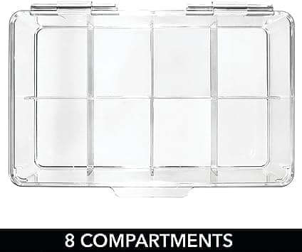 Transparent teburk med 8 fack - förvaringslåda i plast