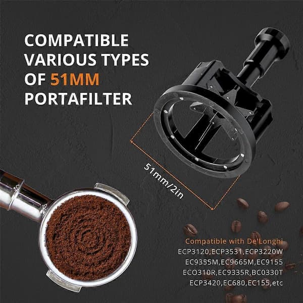Kaffedistributionsverktyg Magnetisk bas Justerbar djup Nål Espresso Pulverdistributör