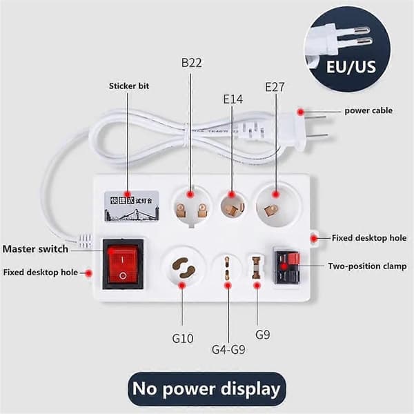 Multi-Interface Test Lampeholder 12 Port LED-pære Tester Alsidig LED LCD-tester Kompatibel med E27 B22 E14 Pære Test EU-stik-Perfet
