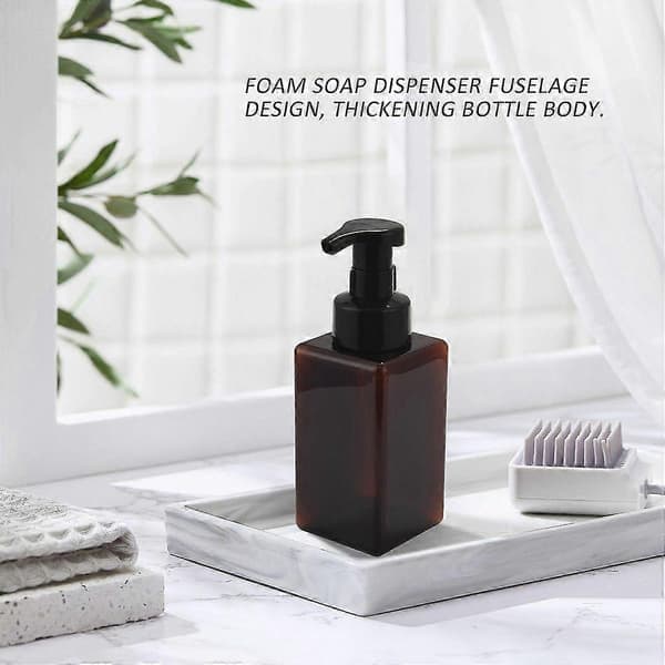 2-pack Foaming Soap Dispenser 450 ml Refillable Foam Liquid Hand Soap Empty Plastic Bottle Container - Brown