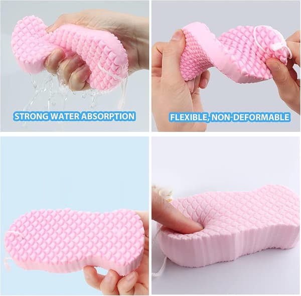 4 Pieces - Bath Sponge - 13*3*6.5 cm - Scrub Miracle Sponge - Ultra Soft Bath Sponge - Exfoliating Bath Sponge