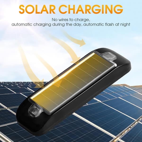 4 pcs Solar Powered Warning Lights, Mini Waterproof Solar LED Reflector with Automatic Flash Mode for Bicycle, Car, Motorcycle, Scooter
