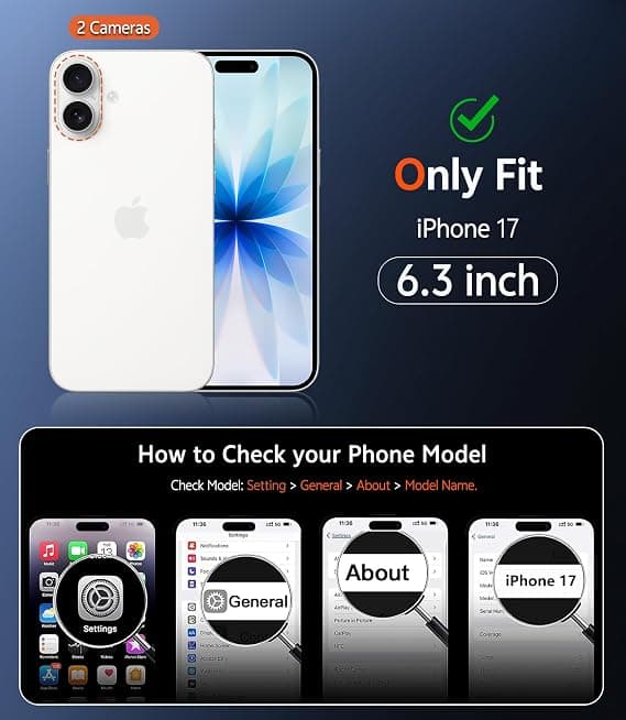 FNTCASE for iPhone 17 Clear Case, Magnetic with Screen Protector, Compatible with MagSafe, Anti-Yellowing Rugged Shockproof Case, B-Blue B-blue