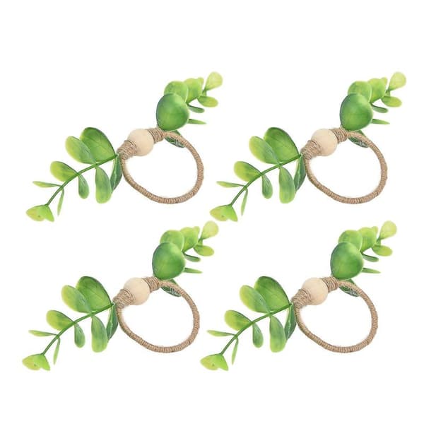 4 stk. servietringe Enkle dekorative håndværksblade blomsterservietringe til bryllupper nytårsfester6632 5 5