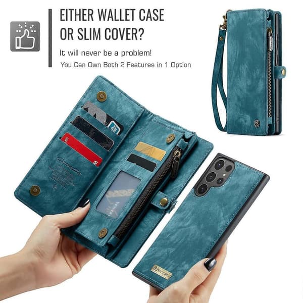 CaseMe 008 Avtakbart Multifunksjonelt Lærfutteral For Samsung Galaxy S25 Ultra 5G