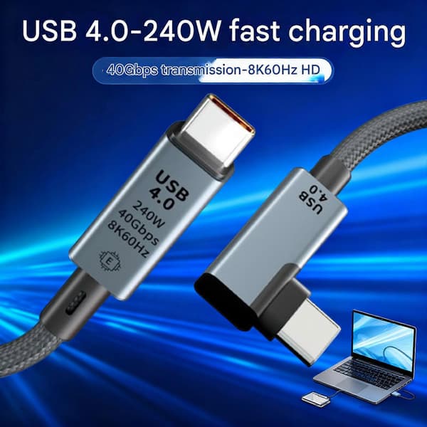 Thunderbolt 4 USB-C-kabel 1m 240W 40Gbps 8K Video Snabbladdning & Data
