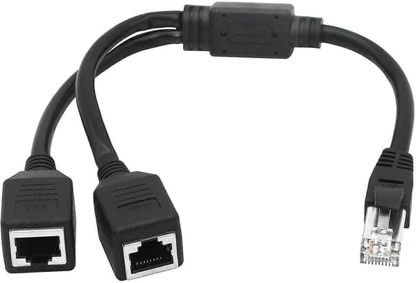 Ethernet Netværksdeler, 1 Han til 2 Hun Y Adapterkabel, Ethernet Forlænger Stik