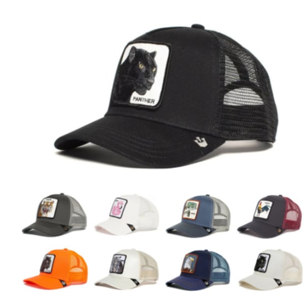 Mesh broderet dyrehat Snapback Hat Black P black panther