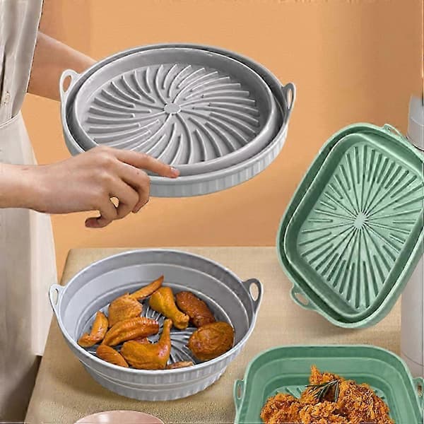 2-delt silikonmatte for airfryer/bakematte for airfryer (gjenbrukbar)