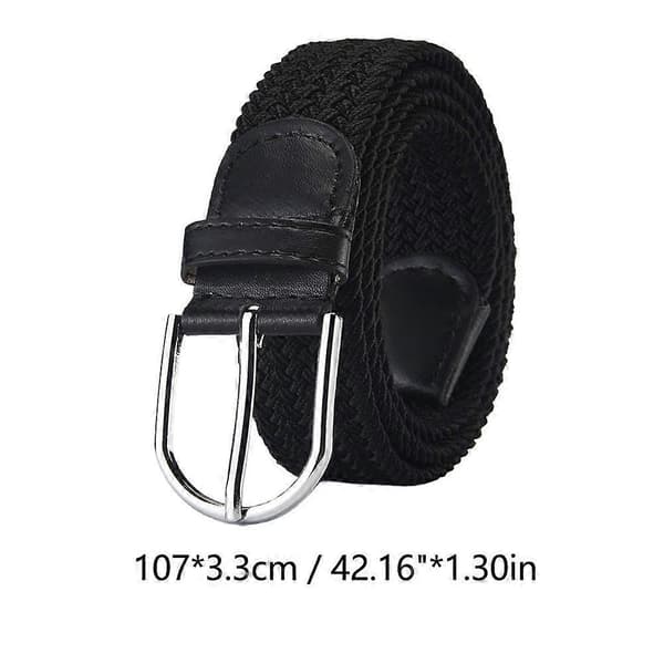 Vevd elastisk uformelt belte med legeringsspenne i lerret, unisex midjestropp navy Blue