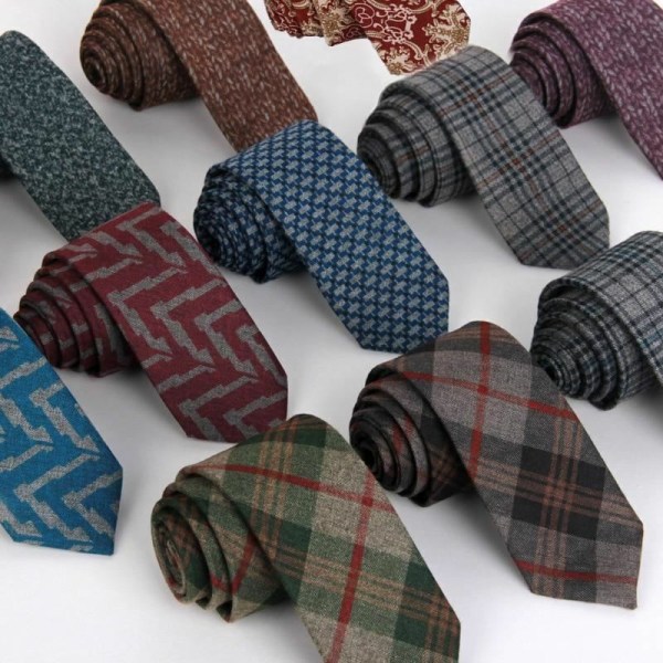 1 Pc Men wool tie skinny 6 cm floral necktie high fashion plaid ties slim cravat