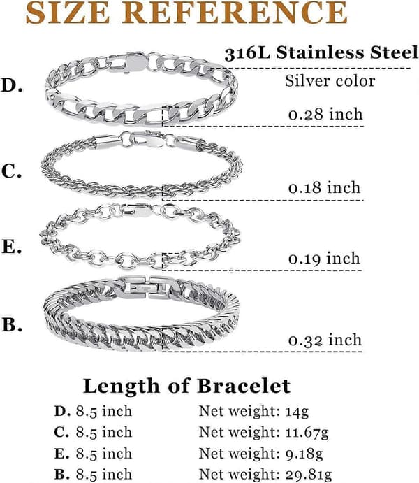 SeraphinaT 316L Rostfritt Stål Herrkedjearmband, 18K Guld Mode Robust