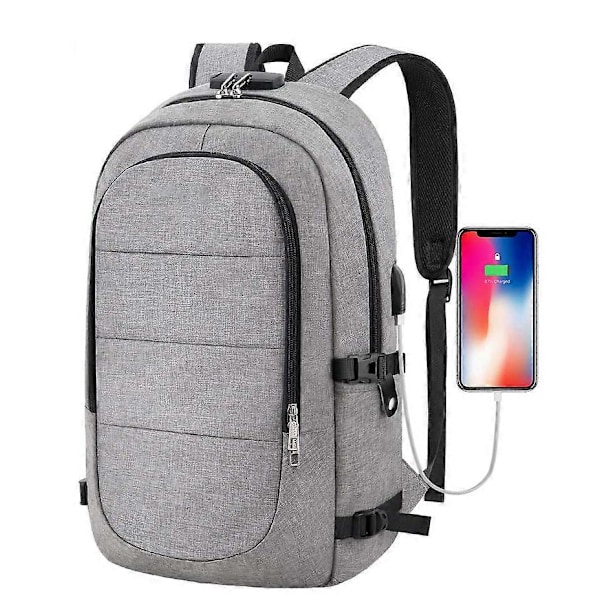 Stöldskyddad Laptop Ryggsäck för Bärbara Datorer Affärsresor Grey