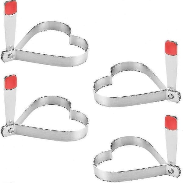 Egg Shaper Egg Ring Rustfritt Stål Omelettform Non Stick Matlagningspannekakeverktøy, 4-pakningsform (Hjerte) QHHJV