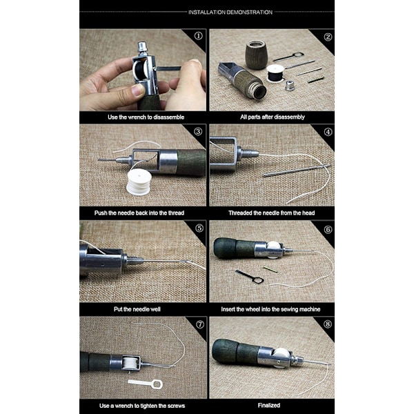 DIY Håndlæderværktøj Læderfabrik Hæfte Sy Hål Automatisk Hål Læderhåndværk Værktøj Super Skærvax Linje Håndkunst Nål Sy Maskine