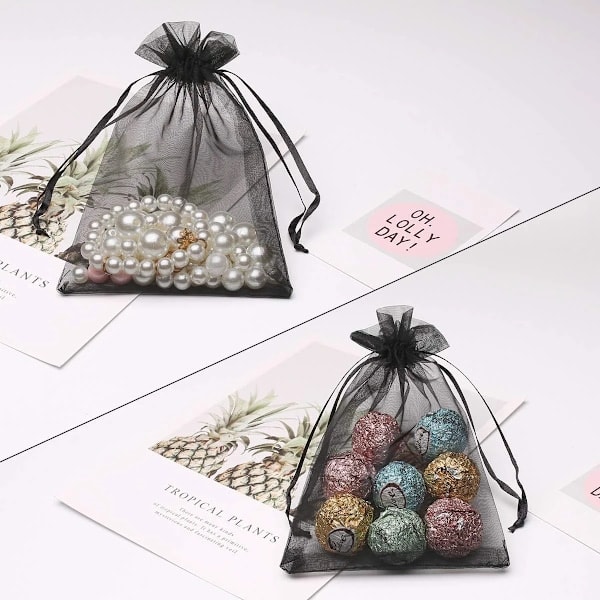 100 stk. 5,9x7,8 tommer (15x20 cm) Organza smykkeposer med snoretræk Bryllup Fest Gaveposer