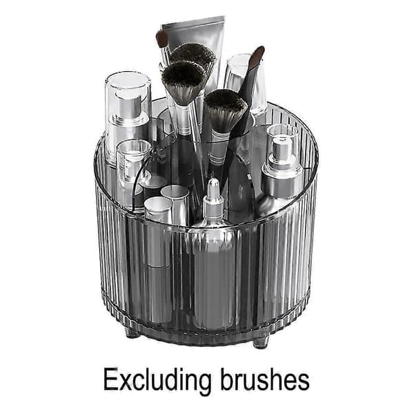 Roterende Makeupbørste Organizer 360° Desktop Kosmetisk Opbevaringsholder translucent gray 1pcs