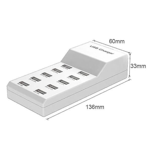 10-porttinen multi USB -latausasema hub seinälataussovitin puhelimelle (EU)