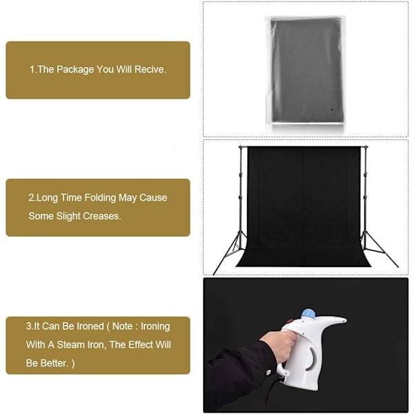 Sort baggrund 1,6x2M Professionel fotostudiebaggrund Mat