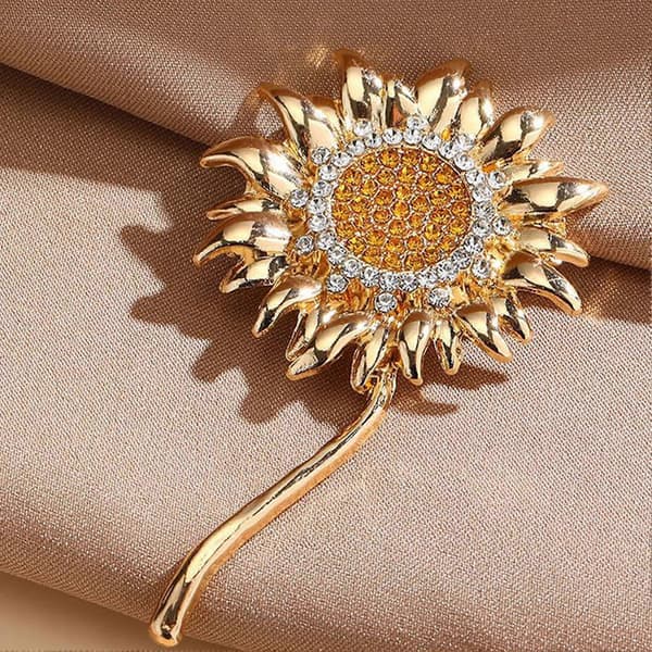 Solrosbrosch – Strass & Guld – för Kostym Golden
