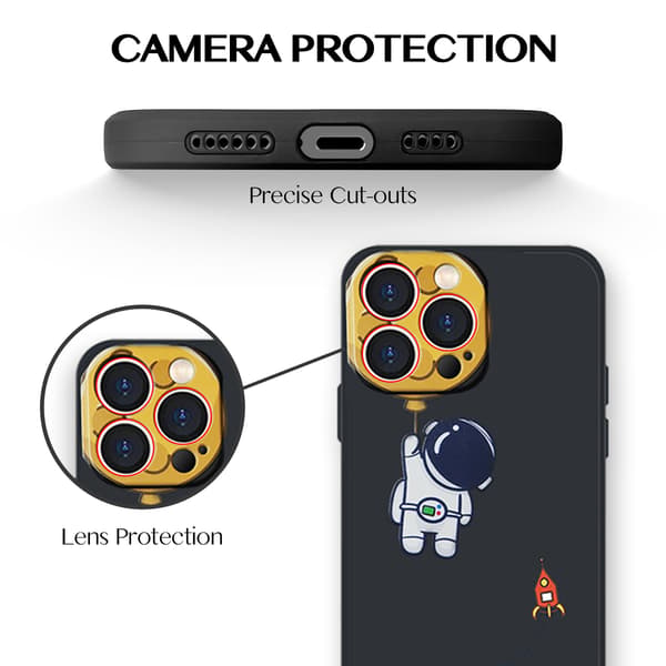 Astronauttikotelo iPhone 14 Pro Maxille, Söpö Avaruuskuvio (Musta)