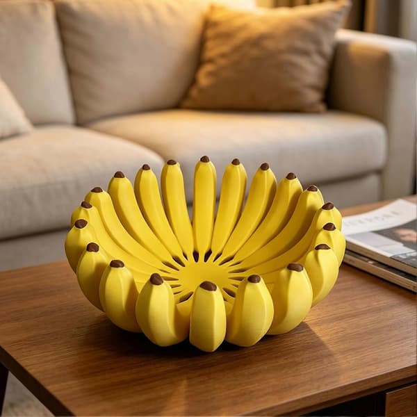 Bananformad fruktskål för köket, unik iögonfallande bananformad design, modern minimalistisk köksö 100mm