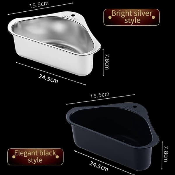 Sink Strainer Basket, Triangular Sink Strainer Basket Storage Rack Suction Cup, Sink Corner Hanging Basket Shelf Sink Basket for Kitchen Black