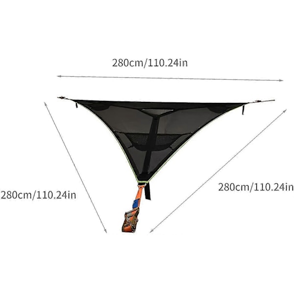 Ilma-riippumatto, 3-pisteinen, usean henkilön kannettava riippumatto Black