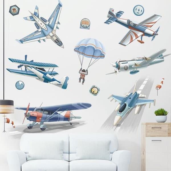 Vintage Flygplan Självhäftande Väggdekaler - Flygplans Väggdekaler
