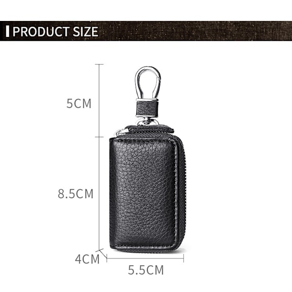 Svart Läder Nyckelhållare, Läder Nyckelfodral Unisex Läder Nyckelhållare
