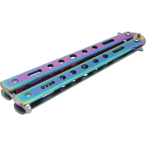 Butterfly Comb Unsharpened Metal Knife, Stainless Comb Foldable Training Butterfly Knife, Balisong Metal Comb Tool, Non-Sharp Blade Safe Butterfly