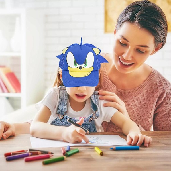 E Sonic Baseballkasket til Børn med 3D Ører og Justerbar Snapback Lukning, Sommer Solhat