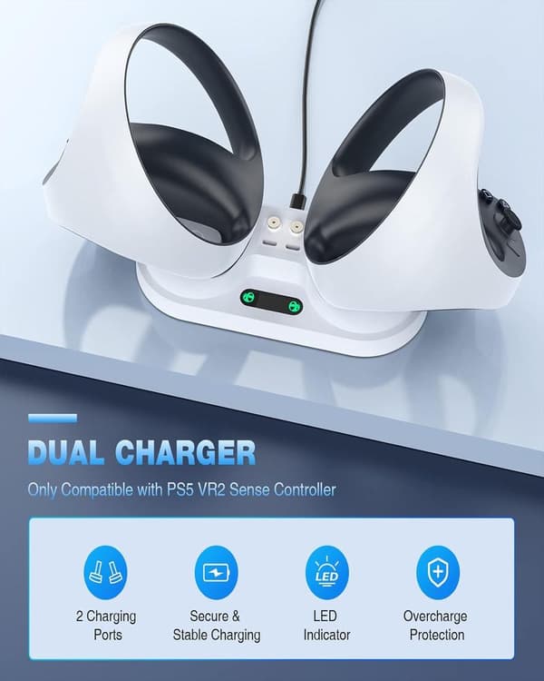Ladestation kompatibel med VR2-controller, DXGHC-opladningsbase