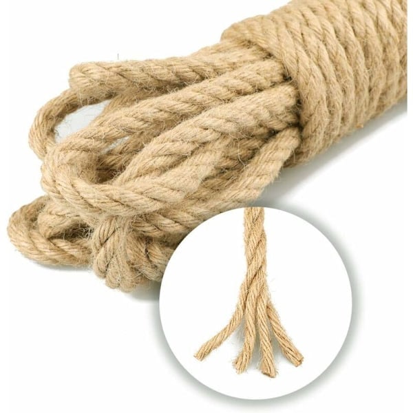 Juterop 10mm Tykt Hampetau for Dekorasjon, DIY, Hage, Kattetre