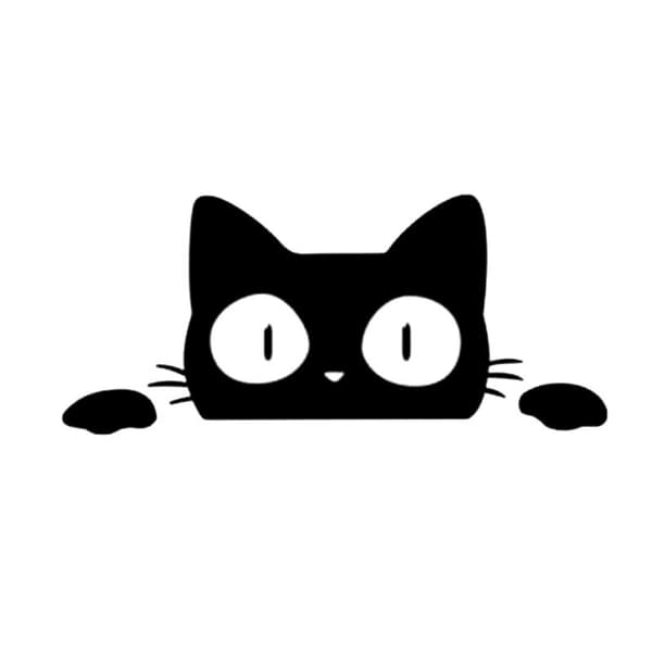 Svart - 1 ark, katt och djur vattentät bilsticker