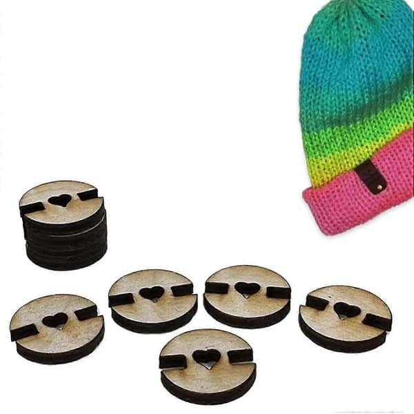 50 STK Avtakbare Pom Pom-knapper i Tre, Pom Pom-holder til Lue