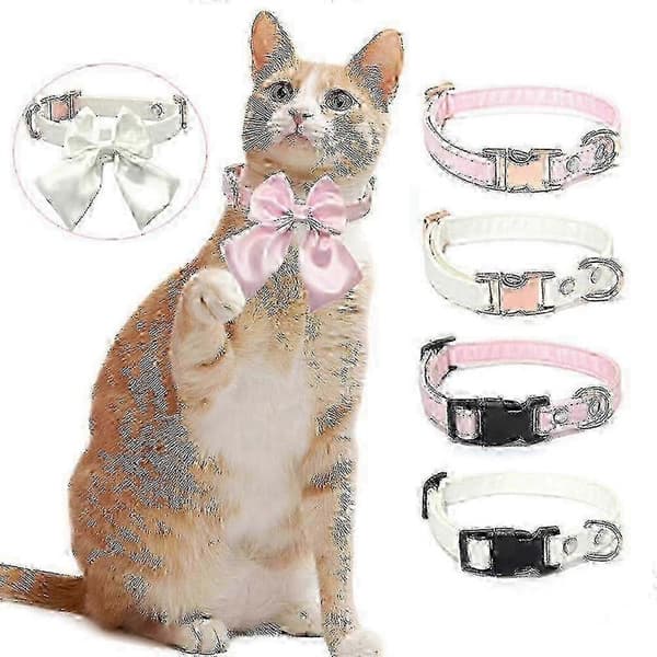Justerbart hållbart hundhalsband med rosett för hundar, rosa plastspänne-S