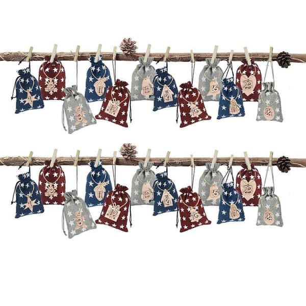 Julstjärna Adventskalender Presentpåse Set Handgjort Presentförpackningskit