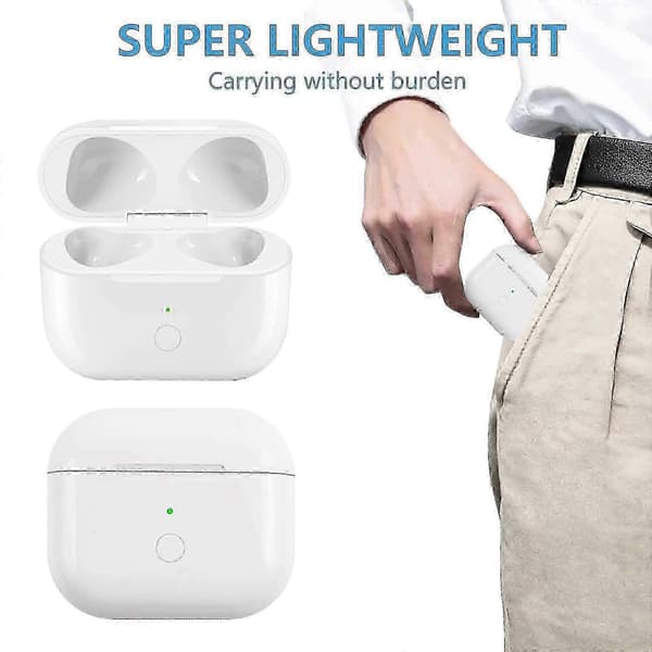 egnet for airpods 3. generasjons trådløst ladeetui med hurtiglading og bluetooth-synkroniseringsknapp