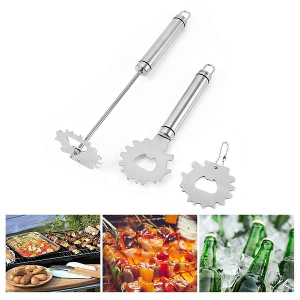 Grill Scraper Multifunctional Bottle Opener Grill Grate Cleaner Stainless Steel BBQ Cleaning Tool for Kitchen