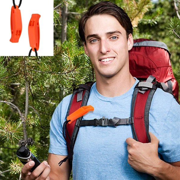 2-pak Højlydende sikkerheds- og overlevelsesfløjter med reflekterende snore - Høj nødfløjte til vandreture, camping, klatring og hundetræning